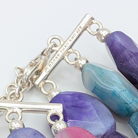 Barse 925 Dyed Agate Triple Strand Statement Necklace - Picture 7 of 7